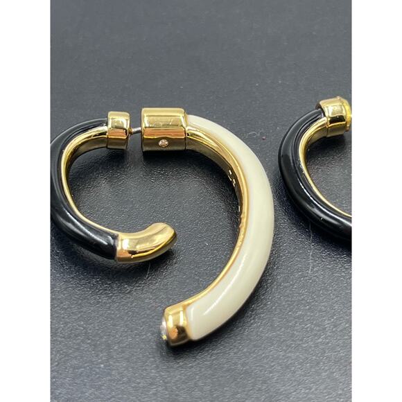 DEMARSON Designer Luna Black
Cream Half Hoop Front Back
Resin Versatile Earrings - Picture 7 of 8